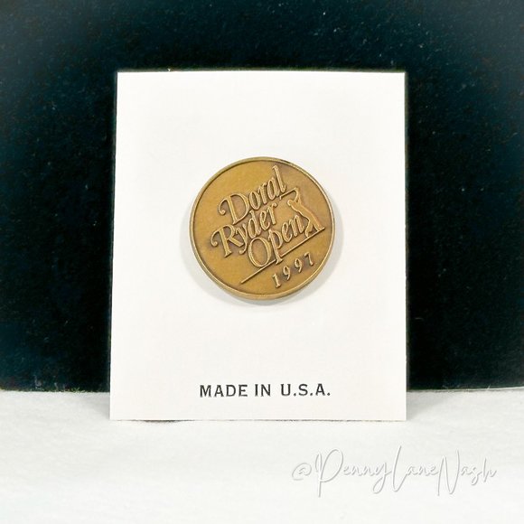 Vintage Jewelry - Vintage Golden "Doral Rider Open 1997" Golf Pin Brooch